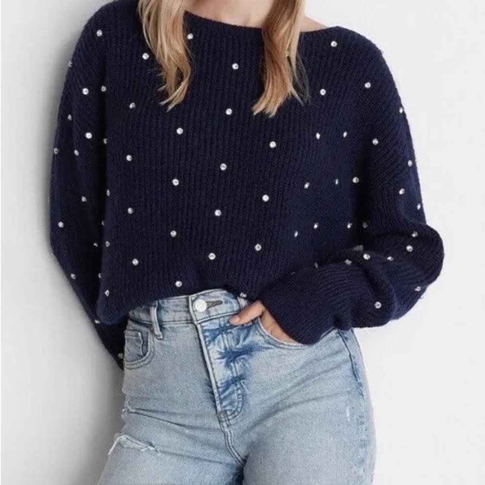 EXPRESS Reversible Rhinestone Twist Sweater Small